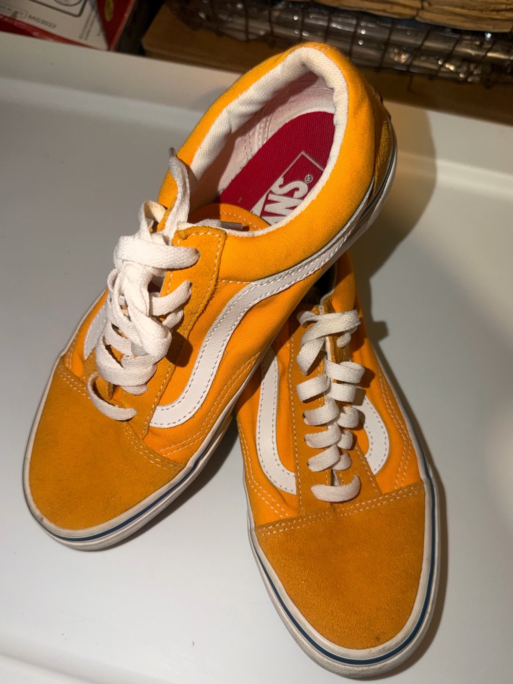 Vans Old Skool Low-Top Sneakers in Orange and White